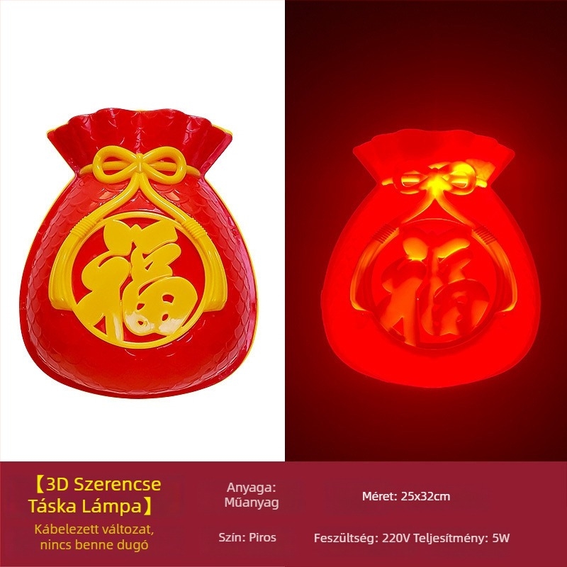 Újévi 3D LED szerencsetáska lámpák kültéri fák díszítéséhez