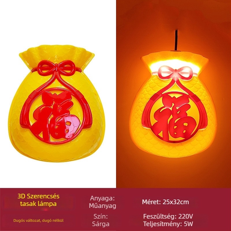 Újévi 3D LED szerencsetáska lámpák kültéri fák díszítéséhez