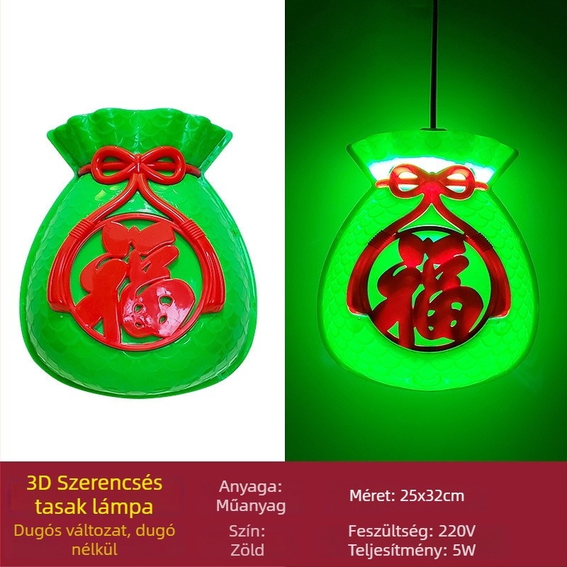 Újévi 3D LED szerencsetáska lámpák kültéri fák díszítéséhez