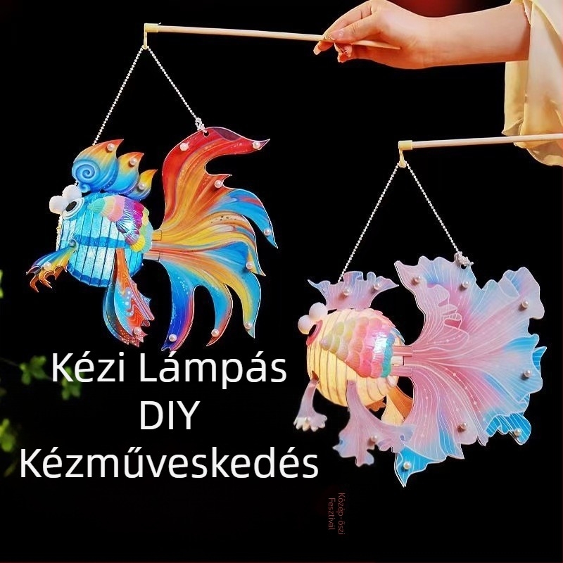 DIY papírlámpa készlet – koi ponty mintájú lámpás, hordozható Holdünnepre