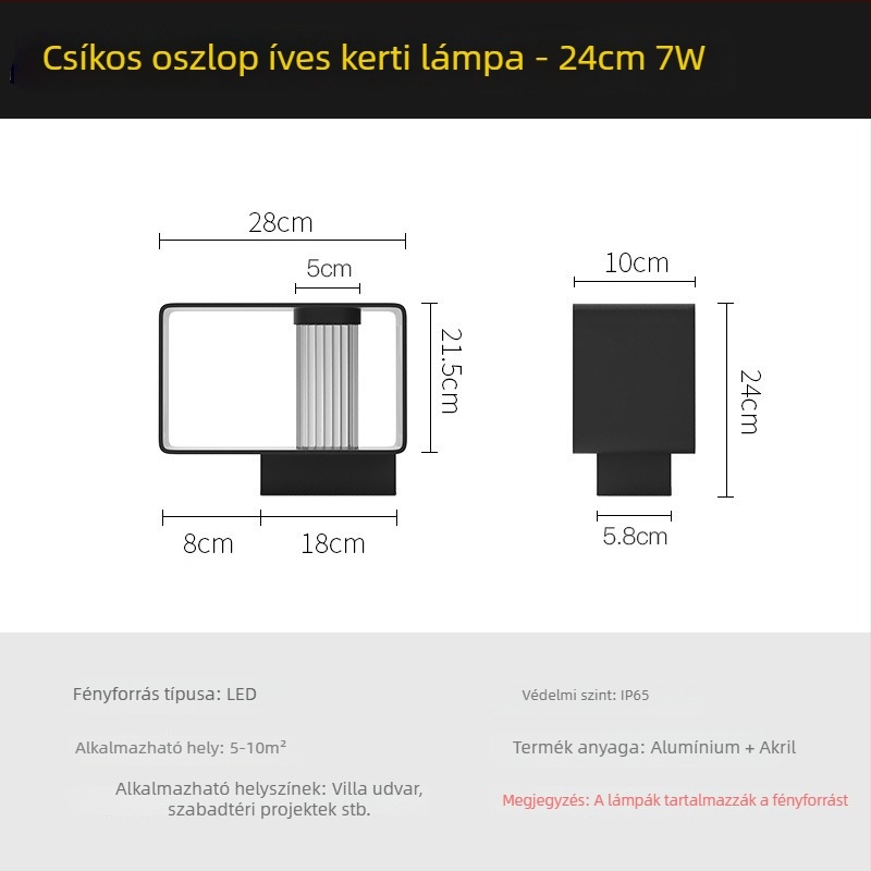 Öntött alumínium udvari lámpa, téglalap alakú kültéri gyeplámpa, 1 m hosszú, IP65
