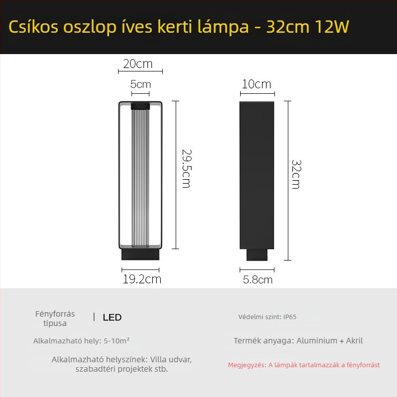 Öntött alumínium udvari lámpa, téglalap alakú kültéri gyeplámpa, 1 m hosszú, IP65