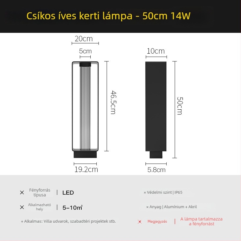 Öntött alumínium udvari lámpa, téglalap alakú kültéri gyeplámpa, 1 m hosszú, IP65