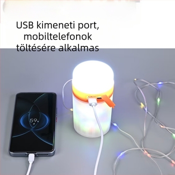 Karácsonyi éjszakai fény díszítő fényfüzérrel, újratölthető kempinglámpa, hordozható hangulatlámpa