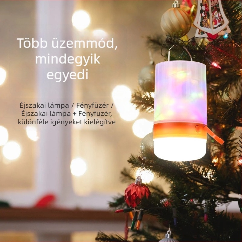 Karácsonyi éjszakai fény díszítő fényfüzérrel, újratölthető kempinglámpa, hordozható hangulatlámpa