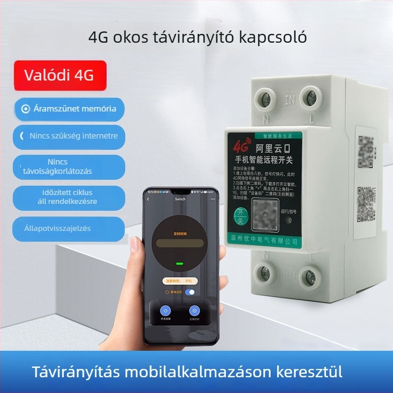 4G-s mobil távirányítású kapcsoló 220V-hoz – nagy teljesítményű vízszivattyú, utcai világítás, intelligens vezérlés