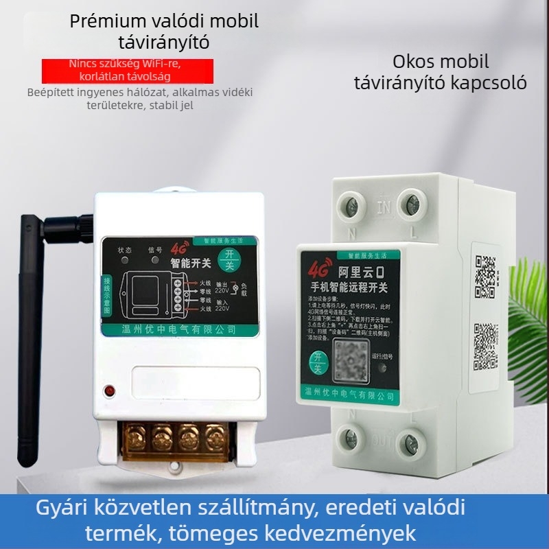 4G-s mobil távirányítású kapcsoló 220V-hoz – nagy teljesítményű vízszivattyú, utcai világítás, intelligens vezérlés