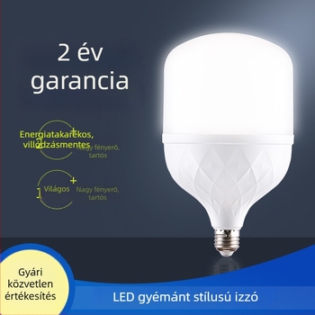 LED lámpa E27-es foglalattal, energiatakarékos, fehér fény, diamant-stílus, nagy teljesítményű LED, alumínium ház műanyag bevonattal