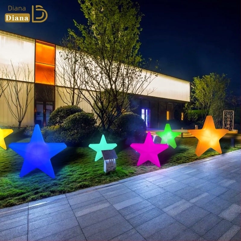 LED fénylő ötszögletű csillag lámpa kerthez és gyephez, színes kültéri dekoráció esküvőkhöz