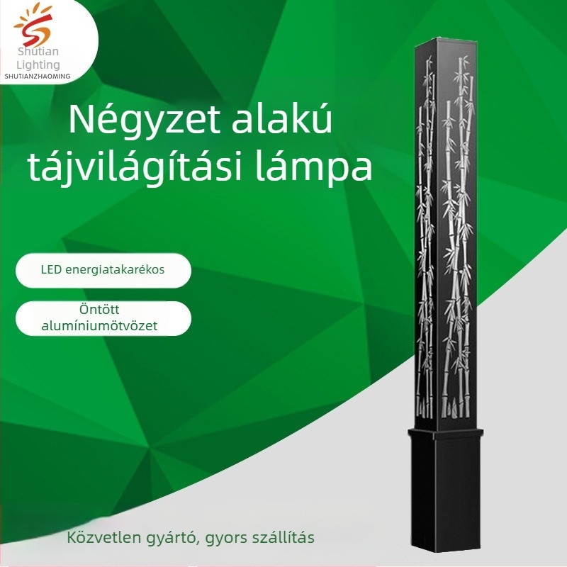 Napelemes LED kültéri lámpa, kínai stílusú, négyzet alakú tájvilágítás útvonalakhoz, parkokhoz és terekhez