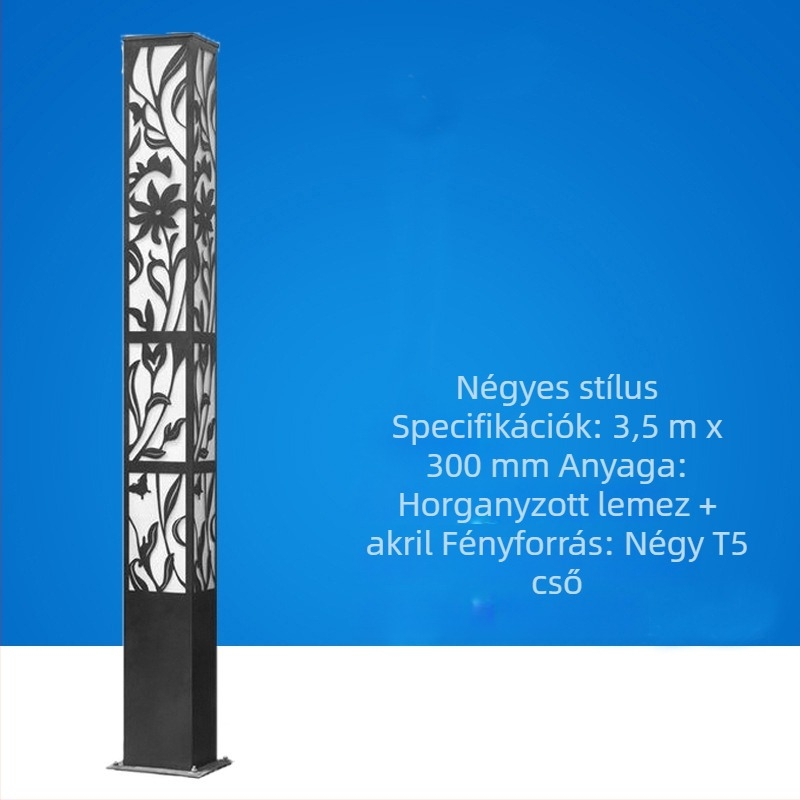 Napelemes LED kültéri lámpa, kínai stílusú, négyzet alakú tájvilágítás útvonalakhoz, parkokhoz és terekhez