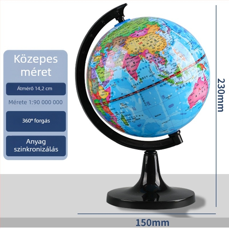 Fénylő földgömb földrajz oktatáshoz — 3D földgömb általános és középiskolás diákok számára