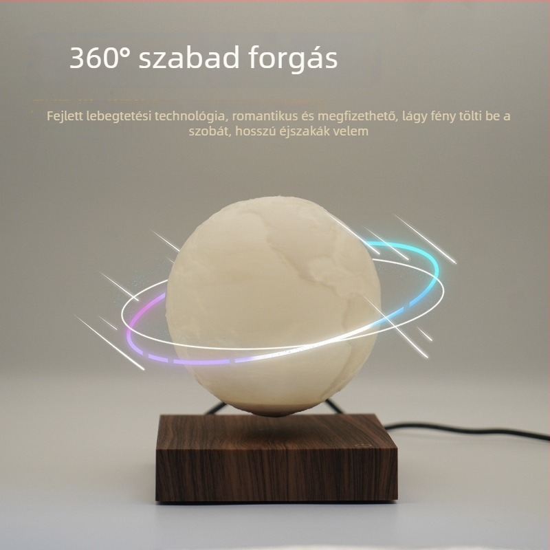 Mágneses lebegő gömb lámpa, 3D-nyomtatott karikatúra dekor, nordic stílusú otthoni éjjeli fény