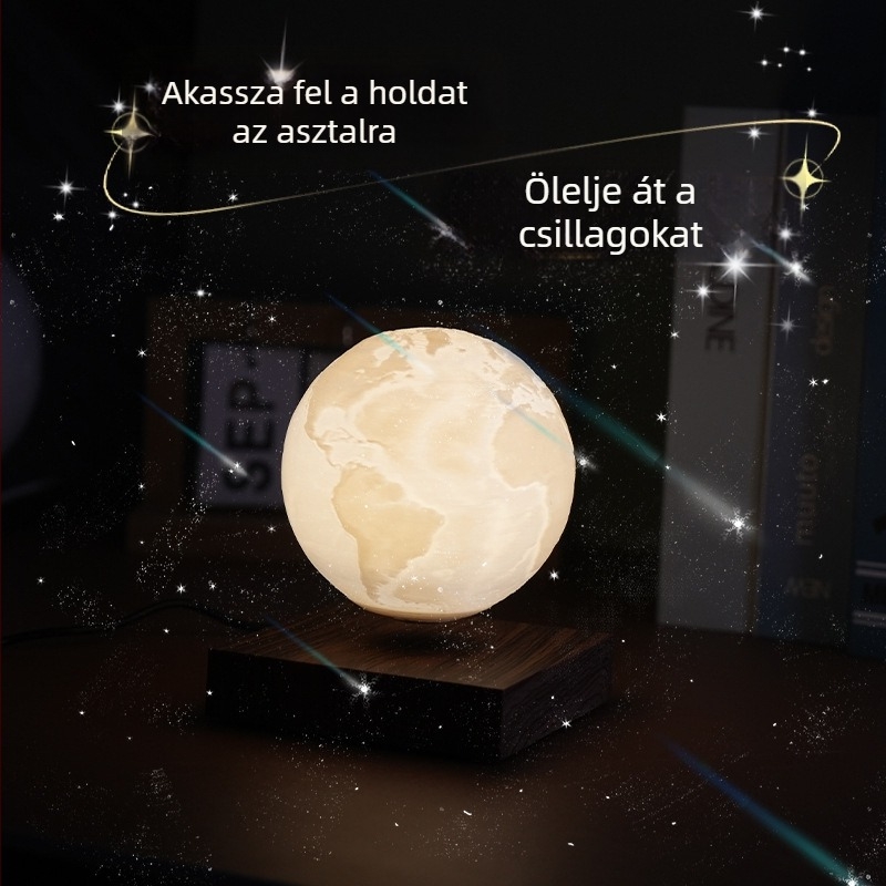 Mágneses lebegő gömb lámpa, 3D-nyomtatott karikatúra dekor, nordic stílusú otthoni éjjeli fény