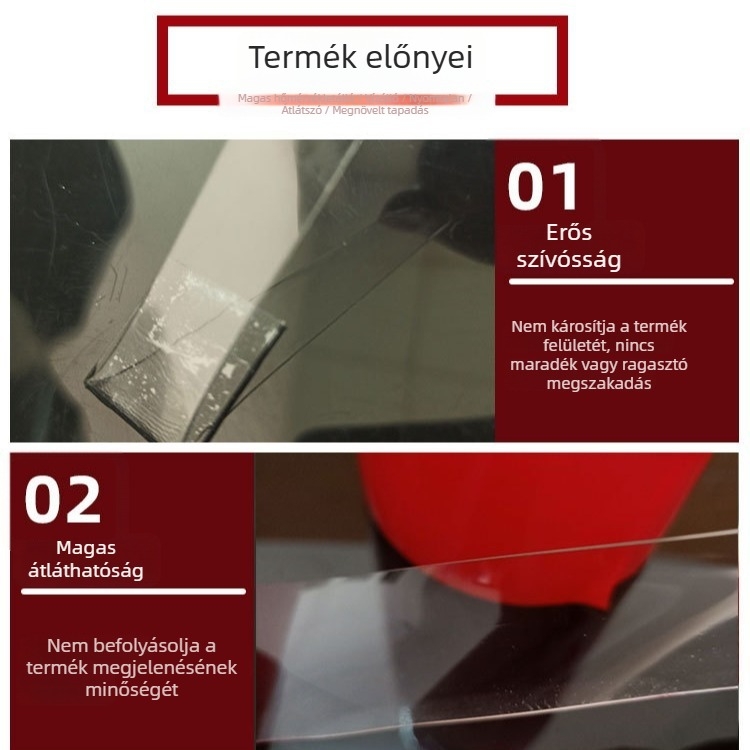 Átlátszó akril duplaoldalas ragasztó nano bevonattal, magas hőállóságú autódekorációhoz, nyom nélkül, testreszabható