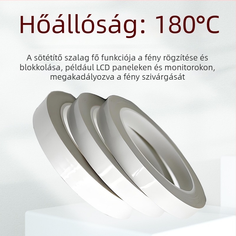 Fehér PET félátlátszó, vízálló és hőálló ragasztószalag LED fény blokkolásához és rögzítéséhez (egyoldalas, nyom nélkül)