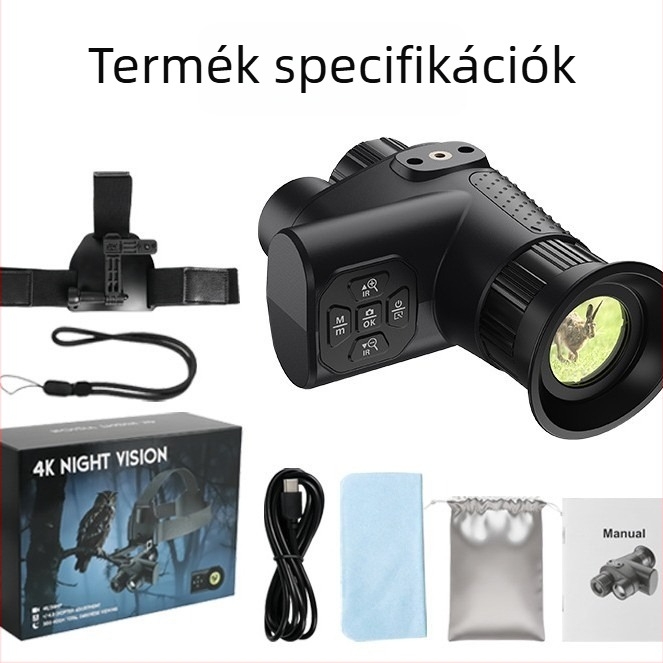 4K infravörös éjjellátó – fejre szerelt monoculus, kültéri digitális teleszkóp