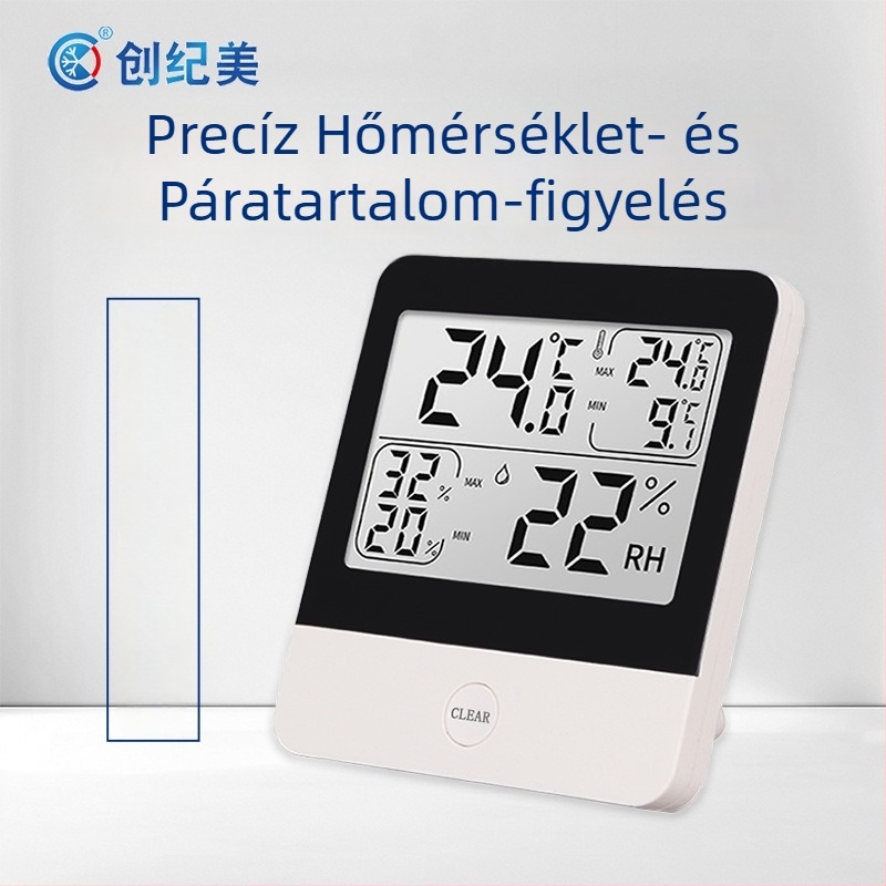 Ipari hőmérséklet- és nedvességmérő, elektronikus, nagy pontosságú, memória a magas/alacsony rekordokra, üvegházakhoz, tenyésztéshez és gyógyszertárakhoz