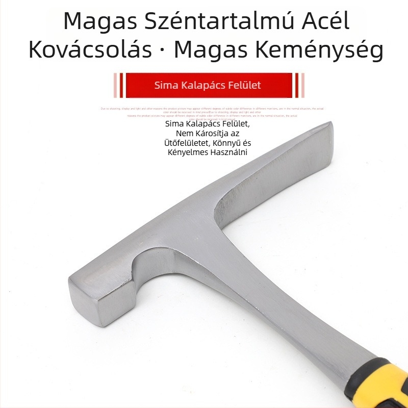 Geológiai feltáró kalapács, többfunkciós, hegyes fej és lapos fej, kőműves- és bányászati feladatokra, kültéri használatra, kétfejű