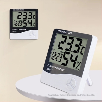 HTC-1 Beltéri elektronikus hőmérő ébresztőórával, falra szerelhető, nagy kijelzős hőmérséklet- és páratartalom mérő