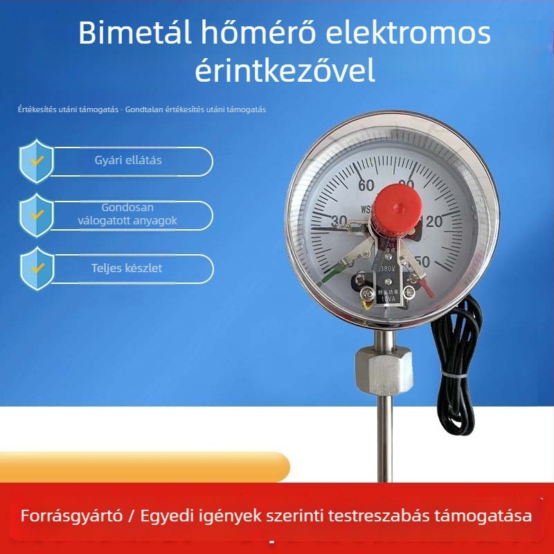 WSSX-411 elektromos érintkezéses bimetall hőmérő ipari berendezésekhez, hőmérséklet-szabályozás