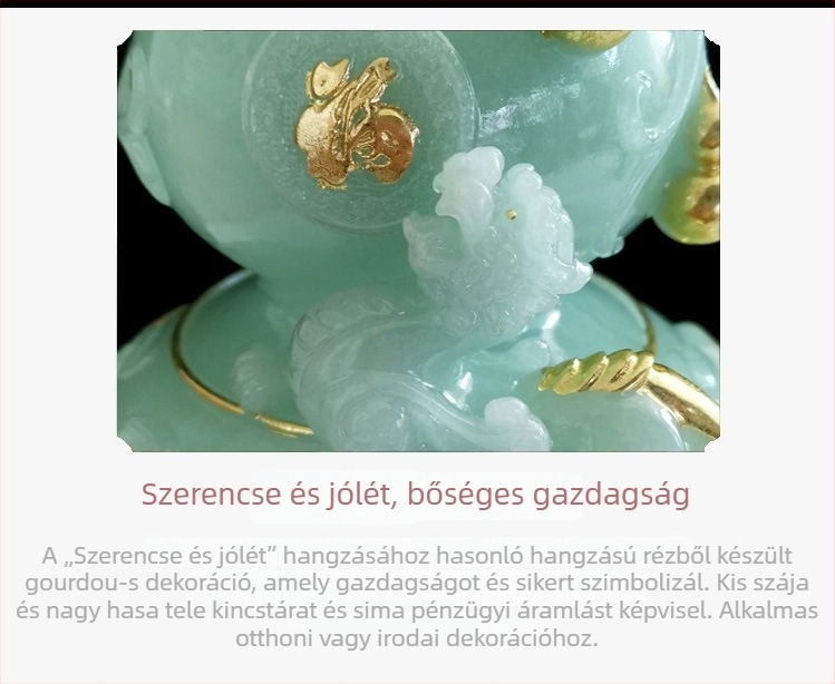 Páros jáde dísz tök formájú, boros szekrényhez és nappaliba – szerencse talizmán, ajándék új otthonba