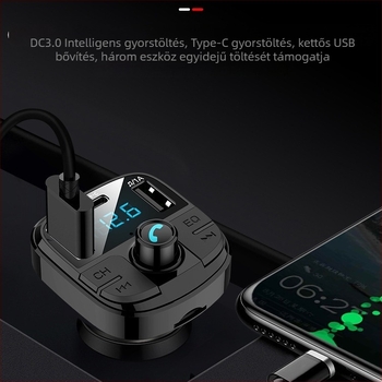 BT29 autós MP3 lejátszó Bluetooth-készülék, hands-free funkcióval, FM transmitter és vevő, USB-támogatás, cigarettagyújtó típusú