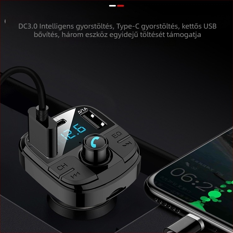 BT29 autós MP3 lejátszó Bluetooth-készülék, hands-free funkcióval, FM transmitter és vevő, USB-támogatás, cigarettagyújtó típusú