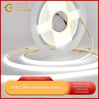 COB LED szalag, 2,7 mm szélesség, ultra-narrow, mini, nagy fényerő, alacsony feszültség, öntapadós lineáris világítás szekrényekhez