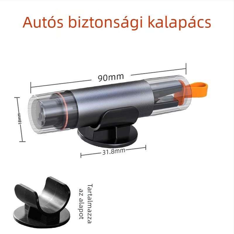 Autó biztonsági kalapács többfunkciós mentőeszközzel és mini ablakzúzóval, hordozható nyomógombos típus