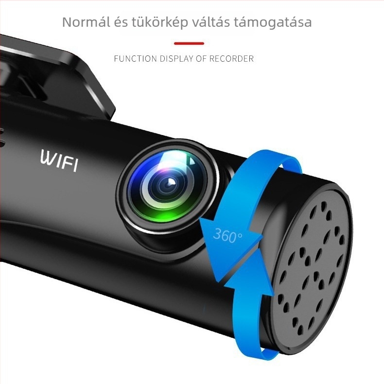 4K HD autós DVR WiFi-vel, parkolási megfigyelés, első szélvédőre szerelve, kijelző nélkül, 140° látómező