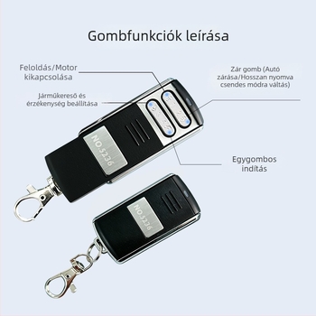 Motorkerékpárriasztó rendszer indítás/megállítás funkcióval, kettős villogás, jármű helymeghatározó, vízálló, kábelek vágása elleni védelem, kétfémes távirányító
