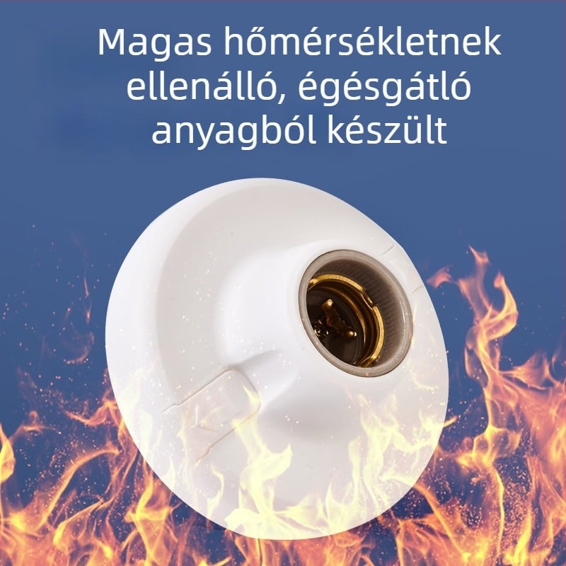 Új szerkezetű sík lámpatartó E27-es menetes foglalattal, 12 cm körkörös műanyag alap, esés elleni védelem