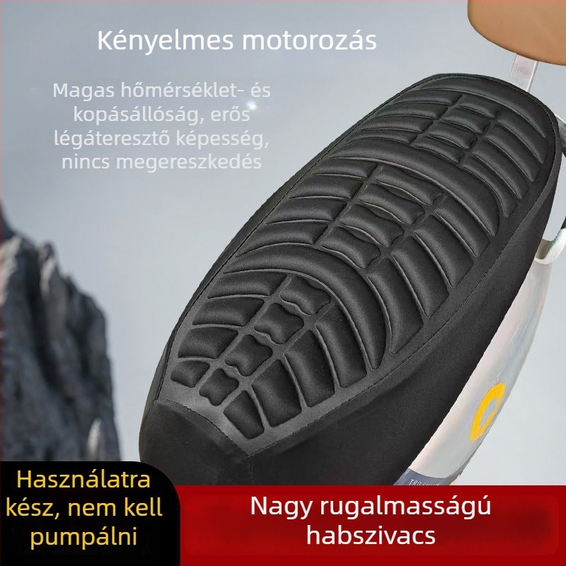 Motorkerékpár ülésvédő huzat rezgéscsillapítással, hőszigeteléssel és lélegző anyaggal; vastagított ülőpárna elektromos járművekhez és robogókhoz; napvédelmi funkció; univerzális minden évszakra