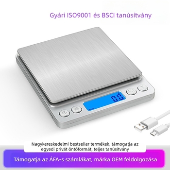 DH-I200 kompakt digitális konyhai mérleg, nagy pontosságú gram-mérés, 3 kg kapacitás