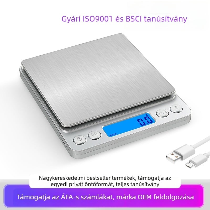 DH-I200 kompakt digitális konyhai mérleg, nagy pontosságú gram-mérés, 3 kg kapacitás