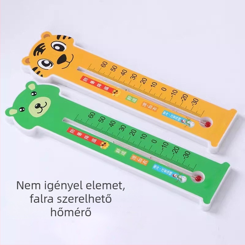 Magas pontosságú beltéri termosztát és higrométer babaszobába, falra szerelhető hőmérséklet- és páratartalom-mérő, karikatúra csík dizájnnal