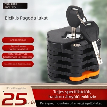 HL TL800-A Pagoda-stílusú 26-láncos lánc, vágásálló összecsukható kerékpárzár