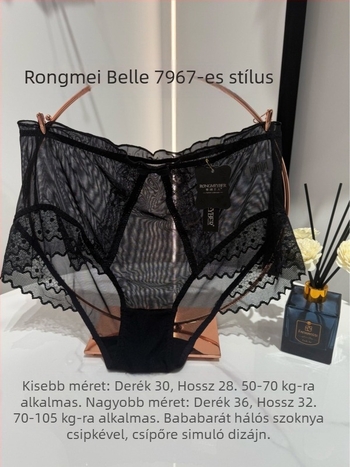 Plusz méretű magas derekú csipkés fehérnemű átlátszó panelek, testhez simuló és popsit emelő dizájn, Lolita stílusban