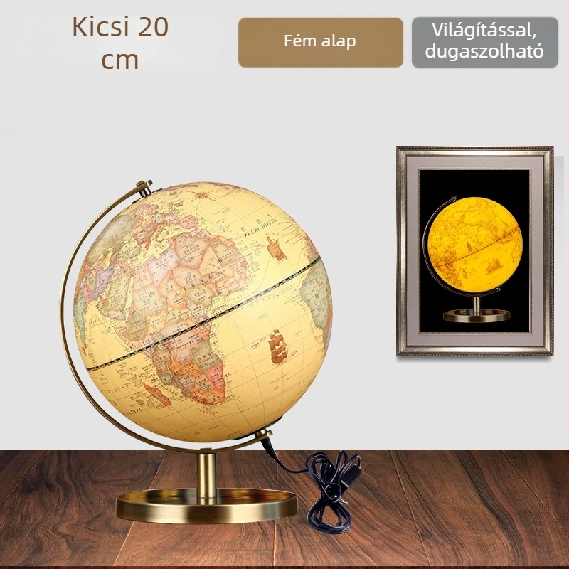 Retro földgömb díszítés íróasztalhoz és irodába, világ térkép otthon