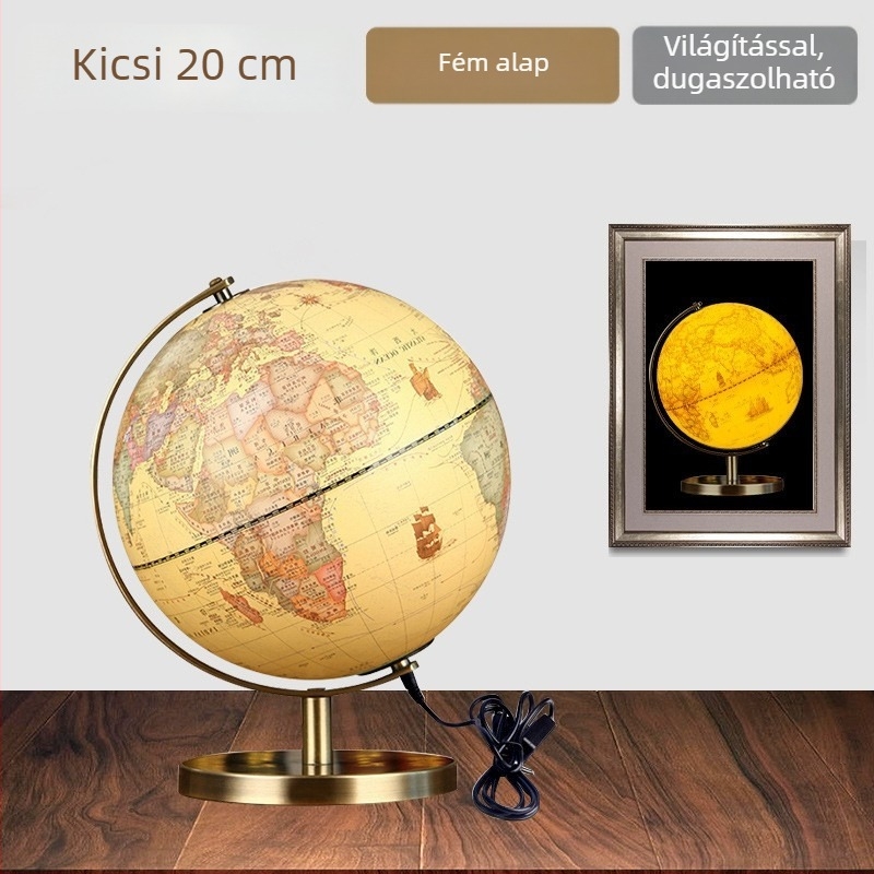 Retro földgömb díszítés íróasztalhoz és irodába, világ térkép otthon
