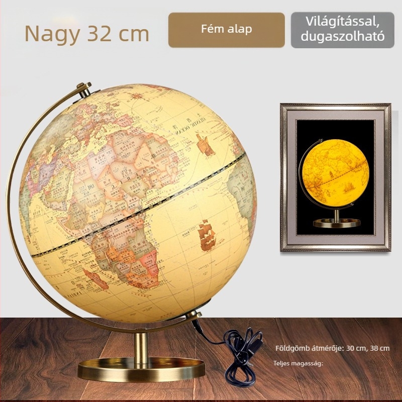 Retro földgömb díszítés íróasztalhoz és irodába, világ térkép otthon