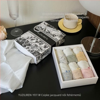 Női csipkés jacquard alsónemű, légáteresztő, nyom nélkül, puha és kényelmes, dobozban