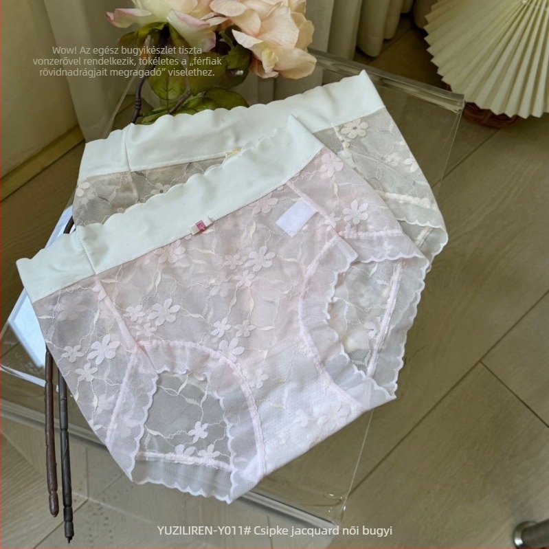 Női csipkés jacquard alsónemű, légáteresztő, nyom nélkül, puha és kényelmes, dobozban