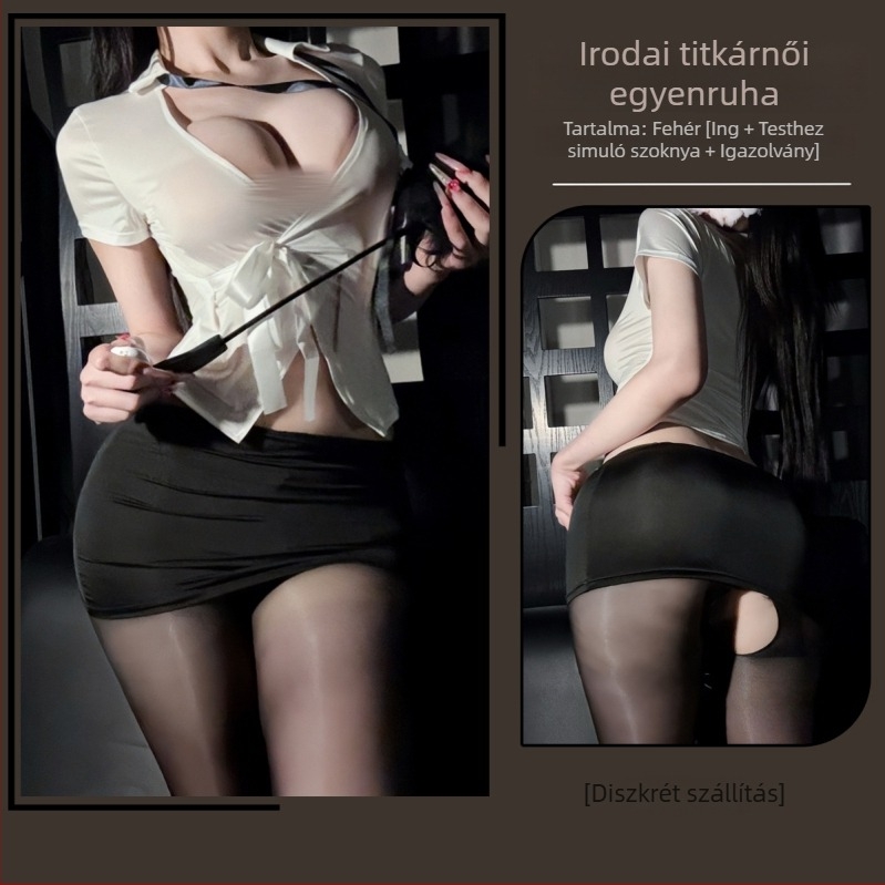 Lust szexi fehérnemű: titkárnő-stílusú egyenruha, rövid szoknyás készlet, alvóruha, modell 9645