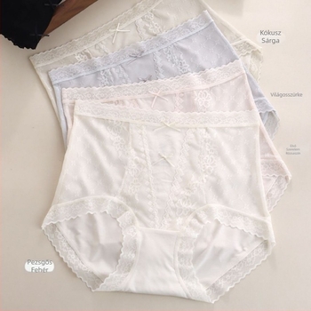 Női fehérnemű 60S Modal Bowknot csipkés alsó, Mulberry selyem bélés, magas derék, hasi kontroll