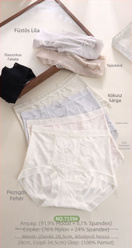 Női fehérnemű 60S Modal Bowknot csipkés alsó, Mulberry selyem bélés, magas derék, hasi kontroll