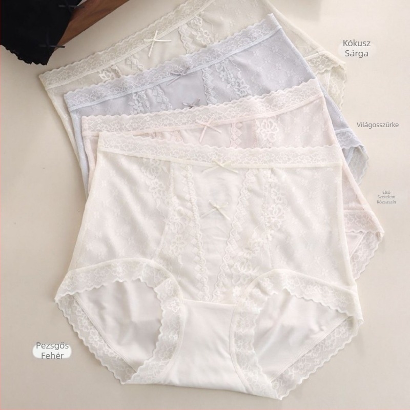 Női fehérnemű 60S Modal Bowknot csipkés alsó, Mulberry selyem bélés, magas derék, hasi kontroll