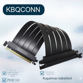 PCIe 3.0 x16 grafikus kártya hosszabbító kábel, ATX ház adapter, 90°-os, függőleges, 20 cm