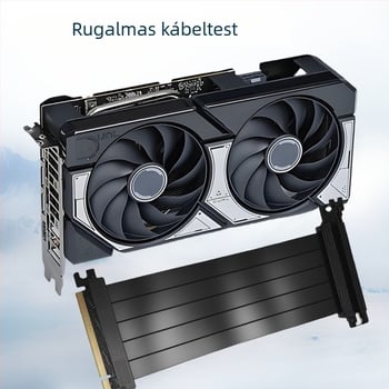 PCIe 3.0 x16 grafikus kártya hosszabbító kábel, ATX ház adapter, 90°-os, függőleges, 20 cm